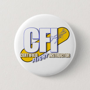 MACARON ROND 5 CM LOGO CFI - INSTRUCTEUR DE VOL CERTIFIÉ
