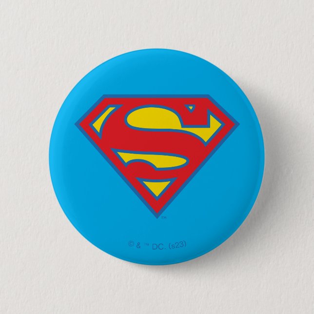 Macaron Rond 5 Cm Logo classique Supergirl avec fond bleu (Devant)