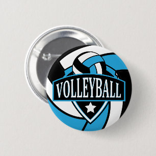 Macaron Rond 5 Cm Logo de Baby Blue et Black Volleyball