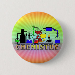 MACARON ROND 5 CM LOGO DE BECHERS ET DE FLACONS DE CHIMIE