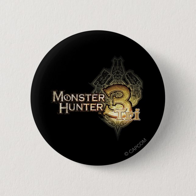 Macaron Rond 5 Cm Logo de chasseur de monstre tri (Devant)