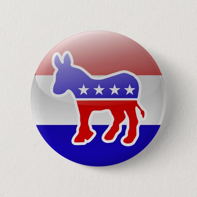 Macaron Rond 5 Cm Logo de Democrat Donkey (Devant)