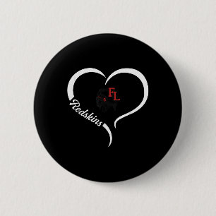 Macaron Rond 5 Cm Logo de Fort Loramie Redskins Demi-Coeur Slogan Hs