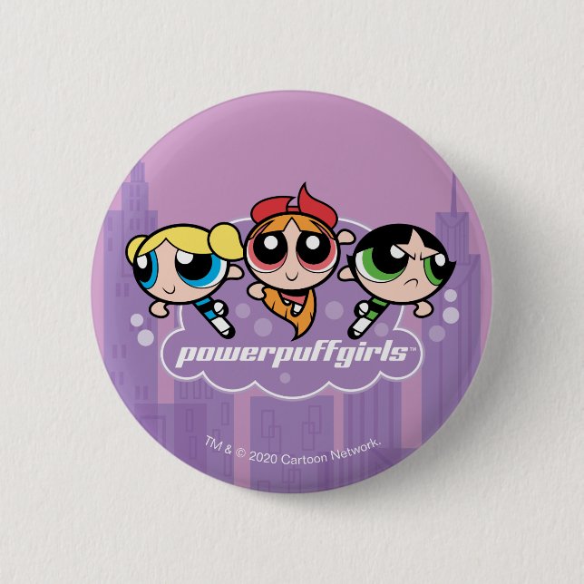 Macaron Rond 5 Cm Logo de l'équipe de Powerpuff (Devant)