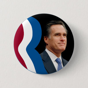 Macaron Rond 5 Cm Logo de Mitt Romney "R" (cercle - portrait)