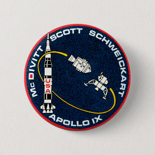 Macaron Rond 5 Cm Logo de patchs de mission Apollo 9 NASA