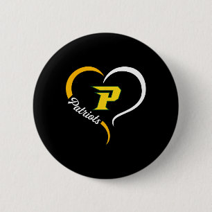 Macaron Rond 5 Cm Logo de Patriotes de Pinecrest Slogan demi-coeur