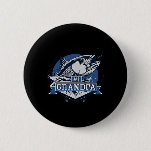 Macaron Rond 5 Cm Logo de pêche papy numéro 1 tendance