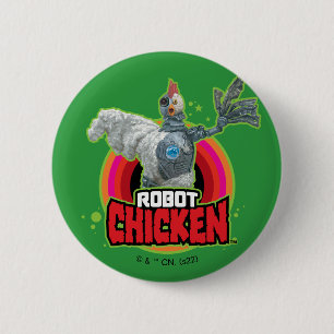 Macaron Rond 5 Cm Logo de Robot Chicken Character