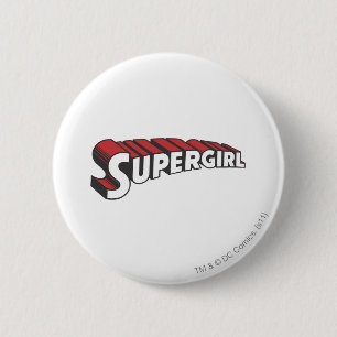 Macaron Rond 5 Cm Logo de Supergirl Red and White