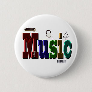 Macaron Rond 5 Cm Logo D'Image De Musique Avec Instruments,
