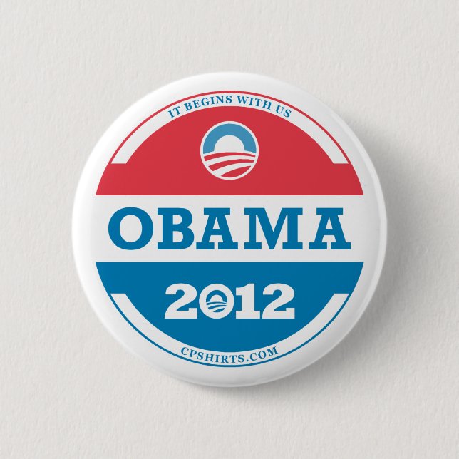 Macaron Rond 5 Cm Logo d'Obama 2012 (Devant)