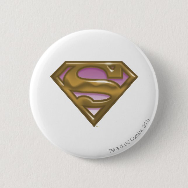 Macaron Rond 5 Cm Logo doré Supergirl (Devant)