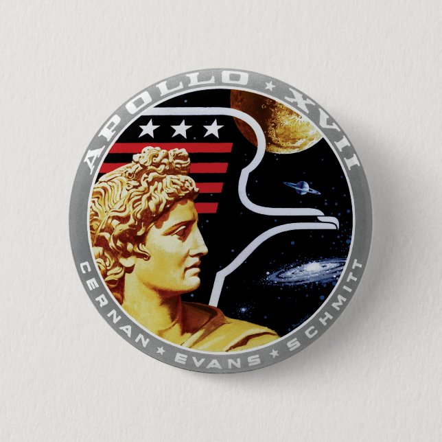 Macaron Rond 5 Cm Logo du patch de mission Apollo 17 NASA (Devant)