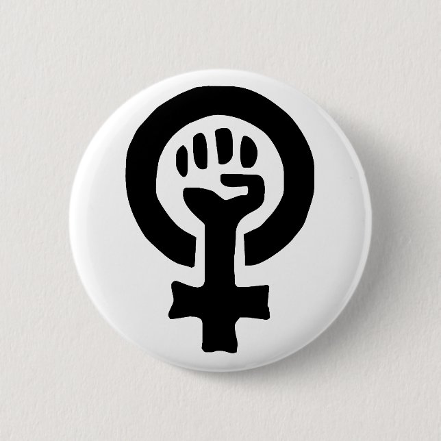 Macaron Rond 5 Cm Logo du symbole féministe (Devant)