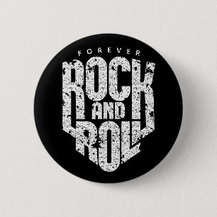 Macaron Rond 5 Cm Logo Forever Rock and Roll (Blanc) pour les fans d