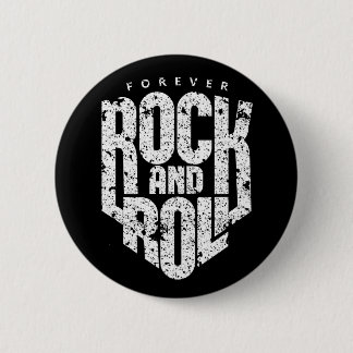 Macaron Rond 5 Cm Logo Forever Rock and Roll (Blanc) pour les fans d