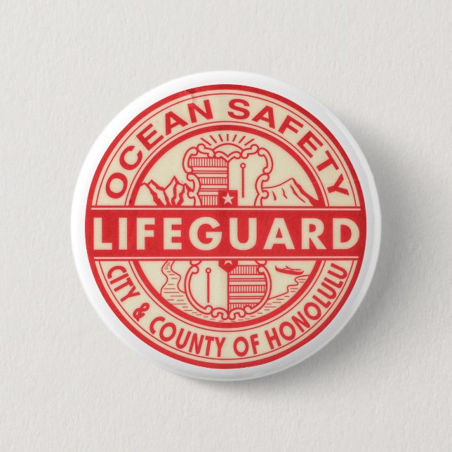 Macaron Rond 5 Cm Logo Hawaii Lifeguard (Devant)