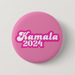 Macaron Rond 5 Cm Logo Kamala Harris girly Pink 2024