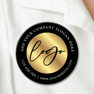 Macaron Rond 5 Cm Logo noir et or Entreprise d'entreprise promotionn