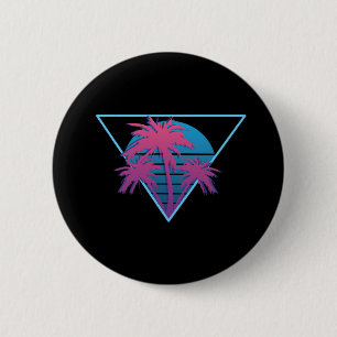 Macaron Rond 5 Cm Logo Palmiers Rétro