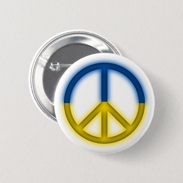 Macaron Rond 5 Cm Logo Peace For Ukraine (Devant & derrière)