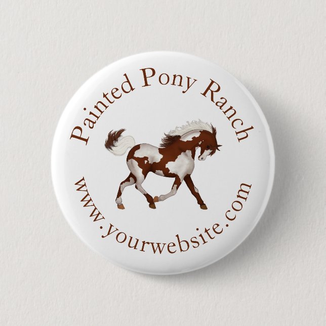 Macaron Rond 5 Cm Logo personnalisé Cheval Peinture Cheval Trotting  (Devant)