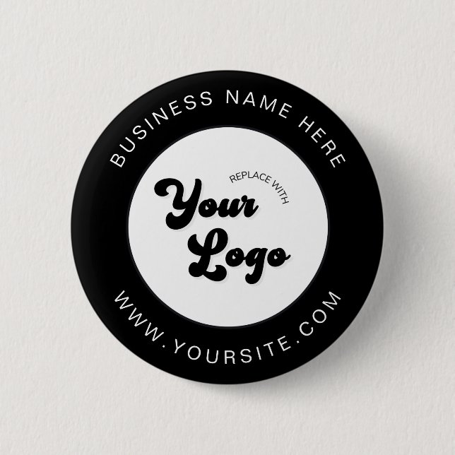 Macaron Rond 5 Cm Logo personnalisé noir et blanc Texte Entreprise E (Devant)