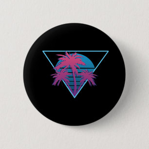 Macaron Rond 5 Cm Logo Retro Palm Trees