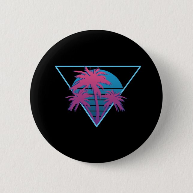 Macaron Rond 5 Cm Logo Retro Palm Trees (Devant)