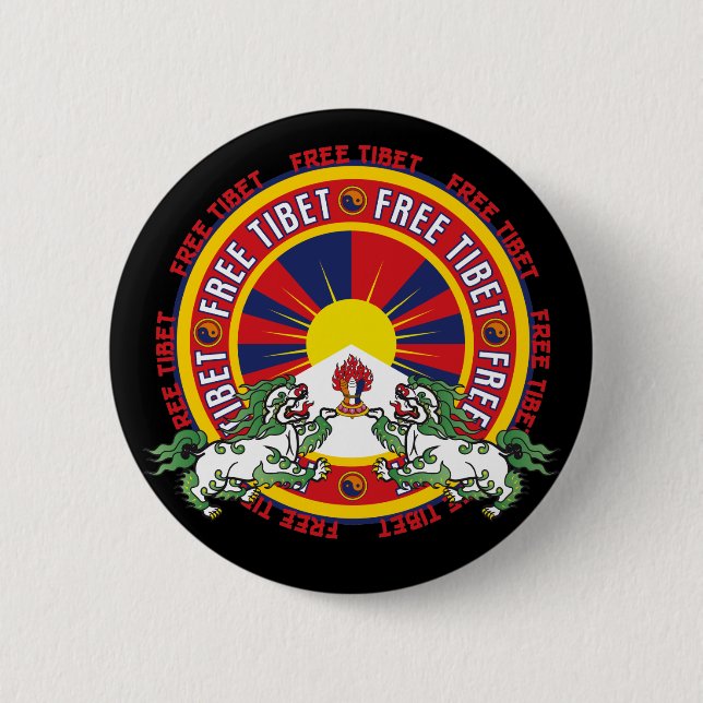 Macaron Rond 5 Cm Logo rond libre du Thibet (Devant)