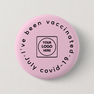 Macaron Rond 5 Cm Logo rose vacciné   Sensibilisation moderne à la C