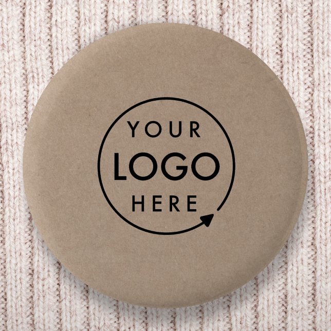 Macaron Rond 5 Cm Logo Rustique Kraft | Entreprise moderne (Rustic Kraft company branded button pins for small business events & promotional swag.)