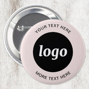 Macaron Rond 5 Cm Logo Simple Avec Bouton Entreprise Pink Bleu Texte