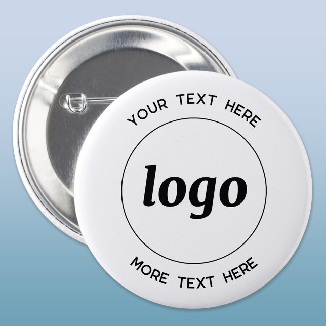 Macaron Rond 5 Cm Logo Simple Avec Entreprise Texte (Logo and custom text business promotional button)
