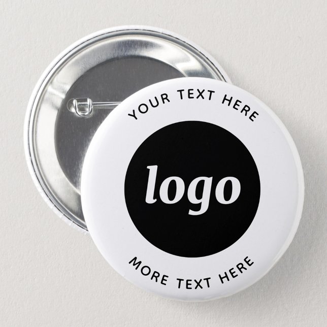 Macaron Rond 5 Cm Logo Simple Avec Entreprise Texte (Simple logo with text promotional business button)