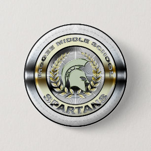 Macaron Rond 5 Cm Logo spartiate métallique de fantaisie #1
