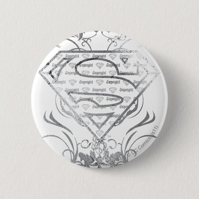 Macaron Rond 5 Cm Logo super fille Fancy Silver (Devant)