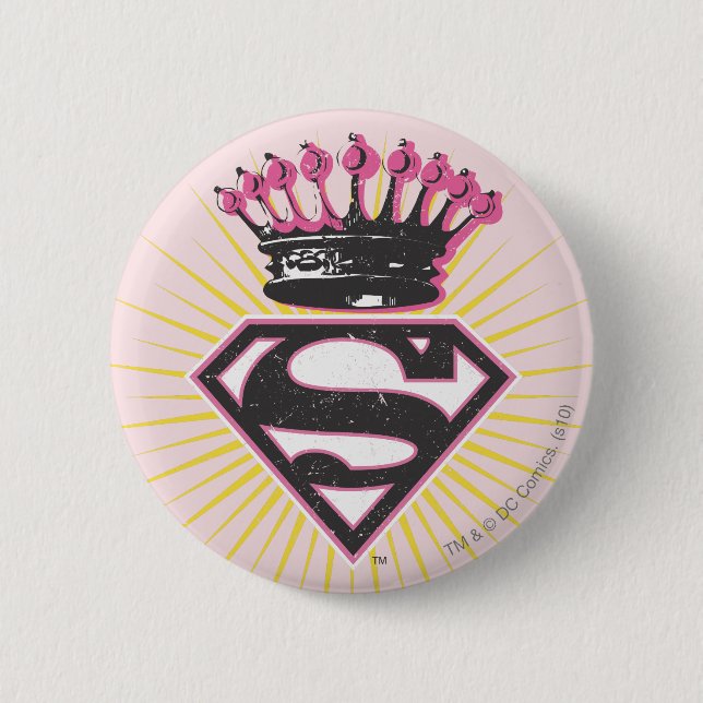Macaron Rond 5 Cm Logo Supergirl avec Couronne (Devant)