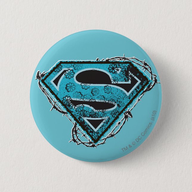 Macaron Rond 5 Cm Logo Supergirl Barbed Wire and Flowers (Devant)