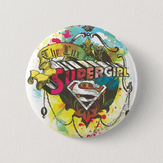 Macaron Rond 5 Cm Logo Supergirl Le Lux (Devant)