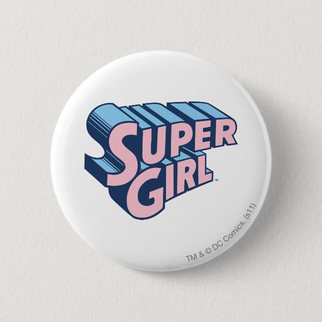 Macaron Rond 5 Cm Logo Supergirl rose et bleu (Devant)
