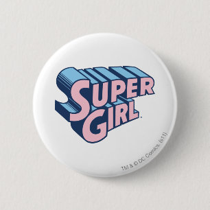 Macaron Rond 5 Cm Logo Supergirl rose et bleu