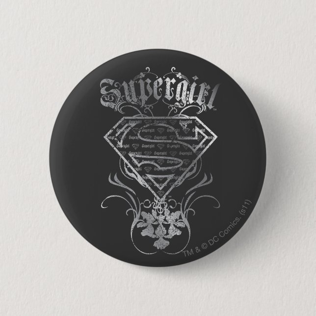 Macaron Rond 5 Cm Logo Supergirl Silver (Devant)
