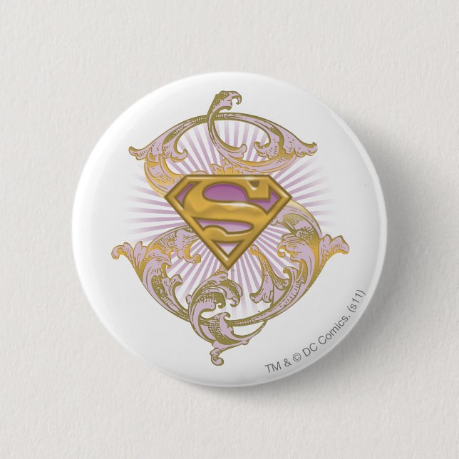 Macaron Rond 5 Cm Logo Supergirl Starbust (Devant)