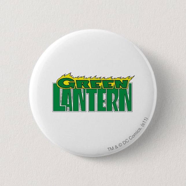 Macaron Rond 5 Cm Logo vert de lanterne - flammes jaunes (Devant)
