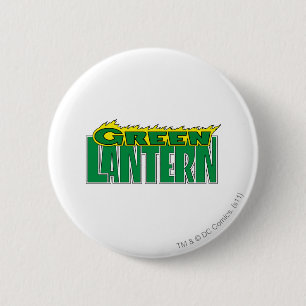 Macaron Rond 5 Cm Logo vert de lanterne - flammes jaunes