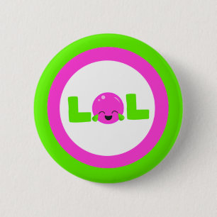 Macaron Rond 5 Cm LOL Rire Haut Violet Vert Clair