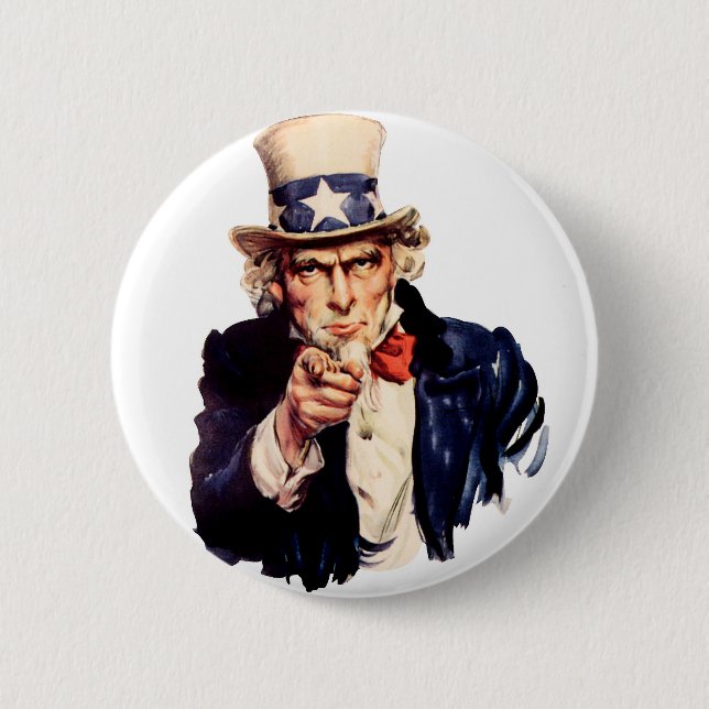 Macaron Rond 5 Cm L'Oncle Sam vous veut ! (Devant)