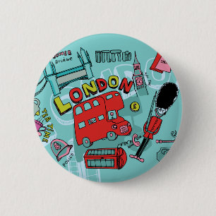Macaron Rond 5 Cm Londres ~ Angleterre Royaume-Uni Travel Art